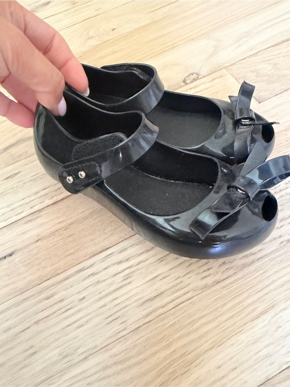 Mini Melissa black Maryjane peeptoe size 11